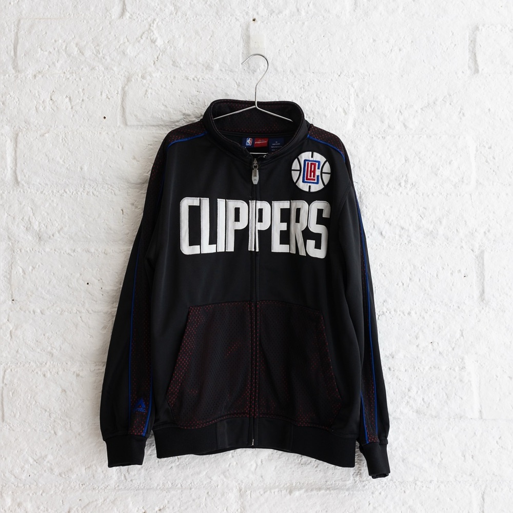 Majestic Black Clippers Kids Bomber Jacket - Kid’s Medium - NBA Embroidered